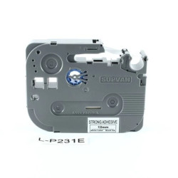 Taśma Supvan biała/czarny druk mocny klej 12 mm x 8m L-P231E