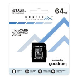 Karta pamięci microSD 64GB CL10+adapter MT072-64 Montis by Goodram