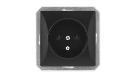 Opal Gniazdo Pojedyncze Z Uziemieniem Do Ramki Czarny Mat Gpt-16/M Op Cz/Mat