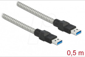 86774 USB 3.0 cable, USB-A to USB-A, metal sheath, 0.5 m