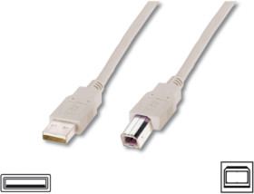 USB 2.0 adapter cable, USB plug type A to USB plug type B, 3 m, beige, AK-300102-030-E