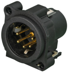 XLR panel plug, 5 pole, gold-plated, polyamide, NC5MAV-SW