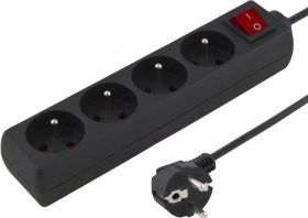 Listwa antyprzepiÄciowa 4 gniazda 3,0m czarna