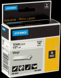 18444 DYMO IND tape, vinyl, 12 mm, black/white