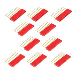 PB10S L RED-Listwa prosta 1x10 styków (długie nóżki 12mm), 2,54mm - 10 szt.