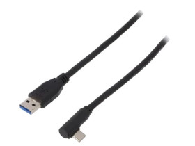 USB.C-F90/AM-20 Kabel USB 3.0 USB A wtyk, USB C wtyk kątowy 2m czarny Żyła: Cu