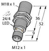 Czujnik indukcyjny Turck BI5U-EM18-AN6X-H1141, 10 - 30 V, 1 szt.