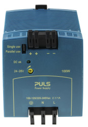 Zasilacz szyny DIN U wy 24V dc I wy 4.2A U we 220 → 240V ac PULS 100W impulsowy