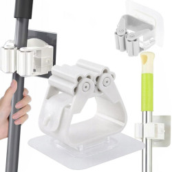 Wieszak na miotłe ścienny biały mop narzędzia samoprzylepny