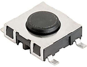 Short-stroke pushbutton, 1 Form A (N/O), 50 mA/30 VAC/42 VDC, unlit , actuator (black), 1.8 N, SMD, 1241.1601.23