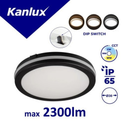 Plafoniera LED BENO ECO 30W CCT O B 2150lm(WW)/2400lm(NW)/2300lm(CW) 3000/4000/6500K regulacja barwy IP65 czarny 38385