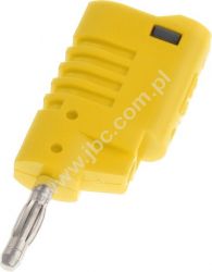 1080-GE Wtyk 4mm, z dodat. gniazdem 4mm do połączeń wieżowych, przyłącze przykręcane, żółty, ELECTRO-PJP, 1080GE