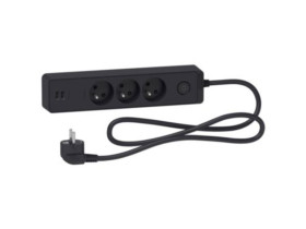 Prz. 3-gn. z łącz. 2xUSB, 1,5m antracyt