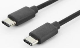 USB 2.0 connection cable, USB plug type C to USB plug type C, 1 m, black, AK-300138-010-S