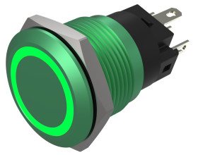 Nasadka przełącznika Chwilowy 1-stykowe, 1-stykowe średnica wycięcia 19mm Montaż wpuszczany EAO