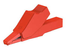 Zacisk krokodylkowy 10A izolowany 6mm Czerwony Staubli