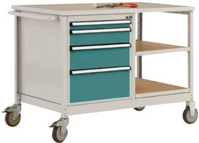 Stół warsztatowy, model 1 z olejowaną pokrywą Multiplex 30 mm szer. X gł. X wys. 1135 x 590 x 810 mm Manuflex MW2001.502