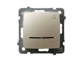 KARO Wyłącznik zwierny przycisk "dzwonek" z podświetleniem niebieskim IP-20 zaciski gwintowe ecru perłowy ŁP-6SS/m/42 OSPEL