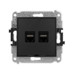 ICON Mechanizm gniazda komputerowego podwójnego 2xRJ45, kat. 6A, 8-stykowy, bez pola opisowego czarny mat 12IGKBO-8