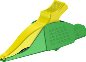 Alligator clip, green/yellow, max. 30 mm, L 92 mm, CAT III, socket 4 mm, 66.9575-20