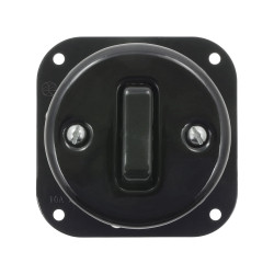 Włącznik światła pojedynczy ceramiczny, okrągły podtynkowy czarny Ceramic Loft