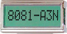 LCD text display, 1 x 8 character, STN, viewing area: 36.3 x 13.9 mm, EA 8081-A3N