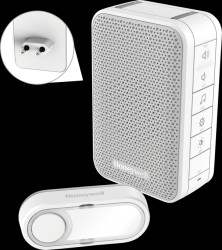 DC313SP2 Radio gong for sockets with LED flash and bell button, white