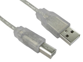 Kabel USB Złącze A USB A Złącze B USB B dł. 1m Przewód USB USB 2.0 kolor: Bezbarwny