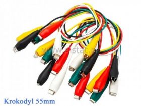 Krokodylek 55mm x2+ kabel 50cm ( R, G, W, B, Y )