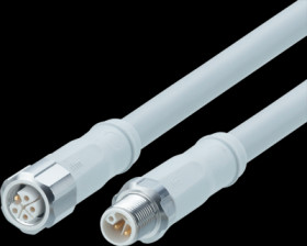 Sensor actuator cable, M12 cable plug, straight, L to M12 cable socket, straight, L, 5 pole/5 pole, 0.5 m, mPPE, gray, 16 A, EVF