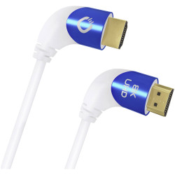 Oehlbach D1C42546 HDMI Cable 8K UHD White 1.50 m 90 degrees left triple shield