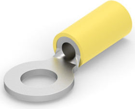 Insulated ring cable lug, 1.04-2.62 mm², AWG 16 to 14, 6.73 mm, M6, yellow, 35349