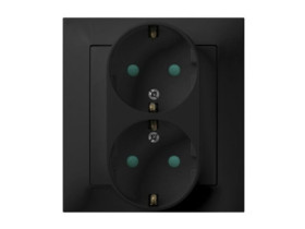 IMPRESJA Gniazdo podwójne z uziemieniem schuko z przesłonami z ramką czarny metalik GP-2YSP/33 OSPEL