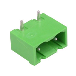 2-Way 7.62mm Horizontal PCB Header Closed Ends Green 15A 300V