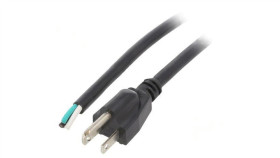 Kabel: 3X16awg, Nema 5-15 (B) Wtyk, 1M, 13A Lt202 3X16awg 105E.C 1M Blk