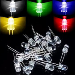 100pcs - 5 x 20 pcs - Transparent 5mm Round LED Diode Red/Green/Blue/White/Yellow