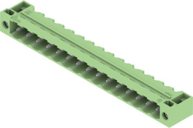 Pin header, 15 pole, pitch 5.08 mm, angled, green, 1475560000