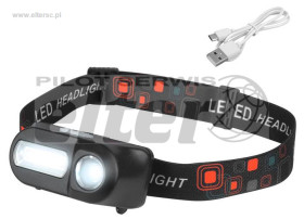 Latarka czołowa COB akumulatorowa + XPE sensor