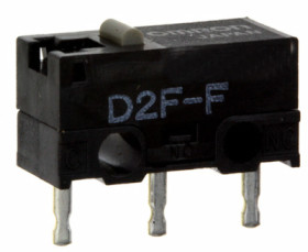 Subminiature snap-action switch, On-Off, PCB connection, pin plunger, 1.47 N, 3 A/125 VAC, 2A/30 VDC, IP40, D2F