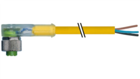 Konektor M12 Żeński Kątowy Z Led Z Wolnym Końcem Przewodów 10M...