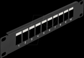 66676 10" Keystone Patchpanel, 10 Port, 1 U, black
