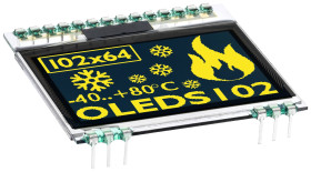Wyświetlacz graficzny Display Elektronik EAOLEDS102-6LGA zielono-żółty (S x W x G) 39.00 x 38.00 x 2.1 mm