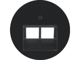 BERKER R.1/R.3/R.classic Płytka czołowa do gniazda przyłączeniowego UAE podwójne czarny połysk 14092045 HAGER