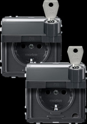 MEG2318-7214 Socket, hinged cover, lockable, 2 identical closures