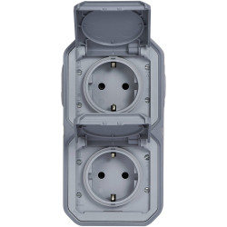 Legrand 069744L Plexo Wet Room Switch IP44 Grey 2-Way Pre-Wired Socket