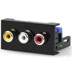 Moduł 1M 22,5x45 3x RCA szybkozłącze czarny Mediabox NEKU