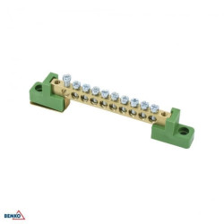 Listwa zaciskowa na izolatorach płaskich 6x9 10-torowa zielona