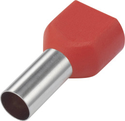 TRU COMPONENTS 1091320 Podwójna końcówka TE100-14RD, z częściową izolacją , 10 mm² x 14 mm, 100 szt.