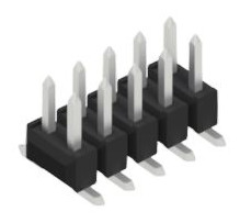 Pin header, 10 pole, pitch 2.54 mm, angled, black, 10049100