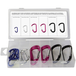 Toolland HAS09 Carabiner Set: 12-Piece Aluminium D-Shaped Multicoloured